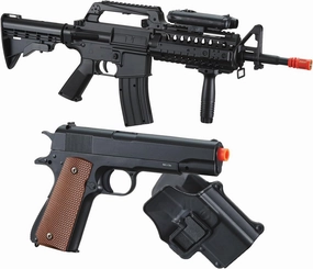 GoldenBall 400 FPS Airsoft Spring Power Rifle Pistol Kit- M4 Durable Material with Flashlight, Red Dot, Grip