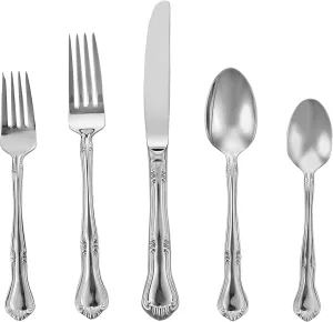 Gorham Valcourt Stainless Flatware 5 Piece Place Setting , Silver -