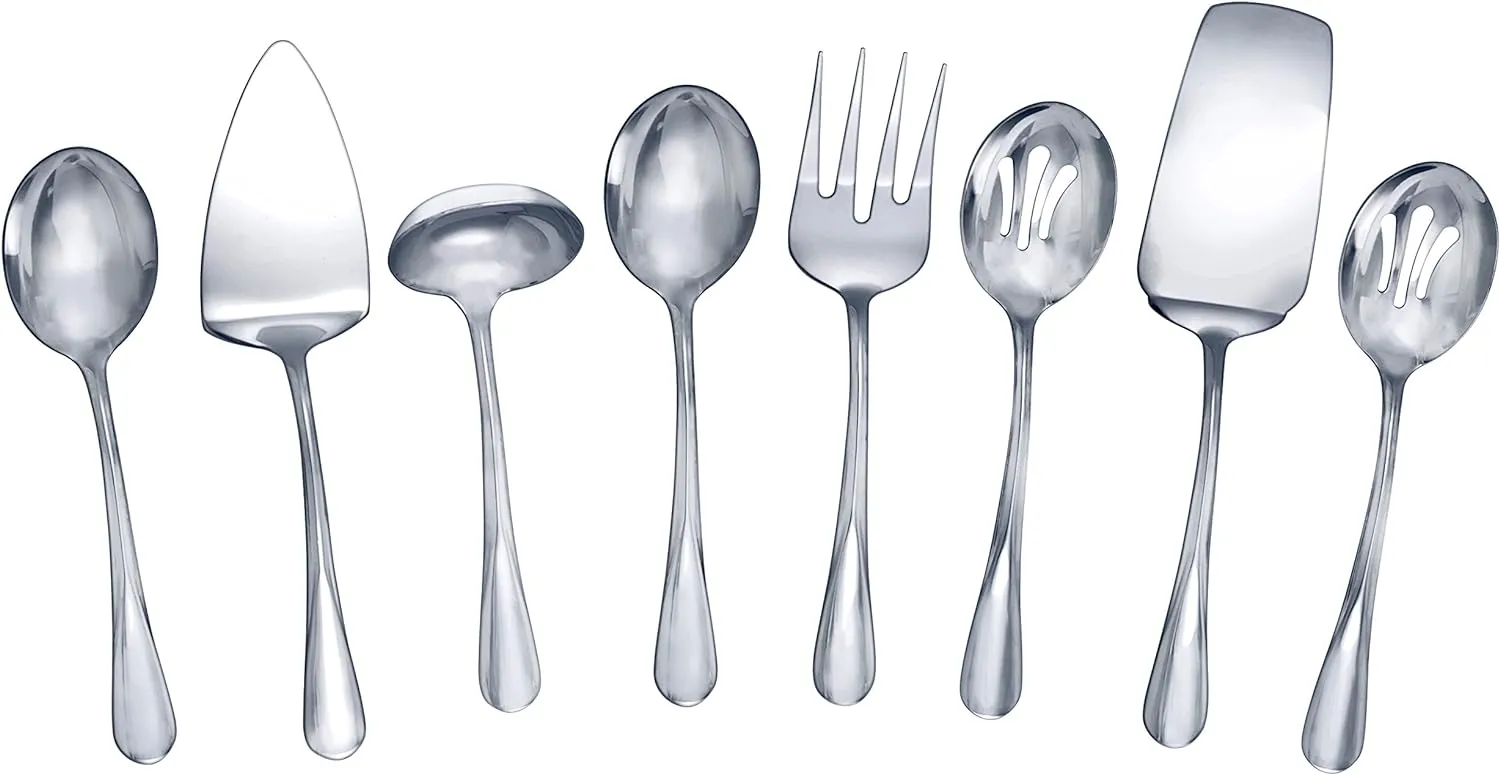 Gourmet Basics by Mikasa 5181046 Kaylee 8-Piece Stainless Steel Serving Set