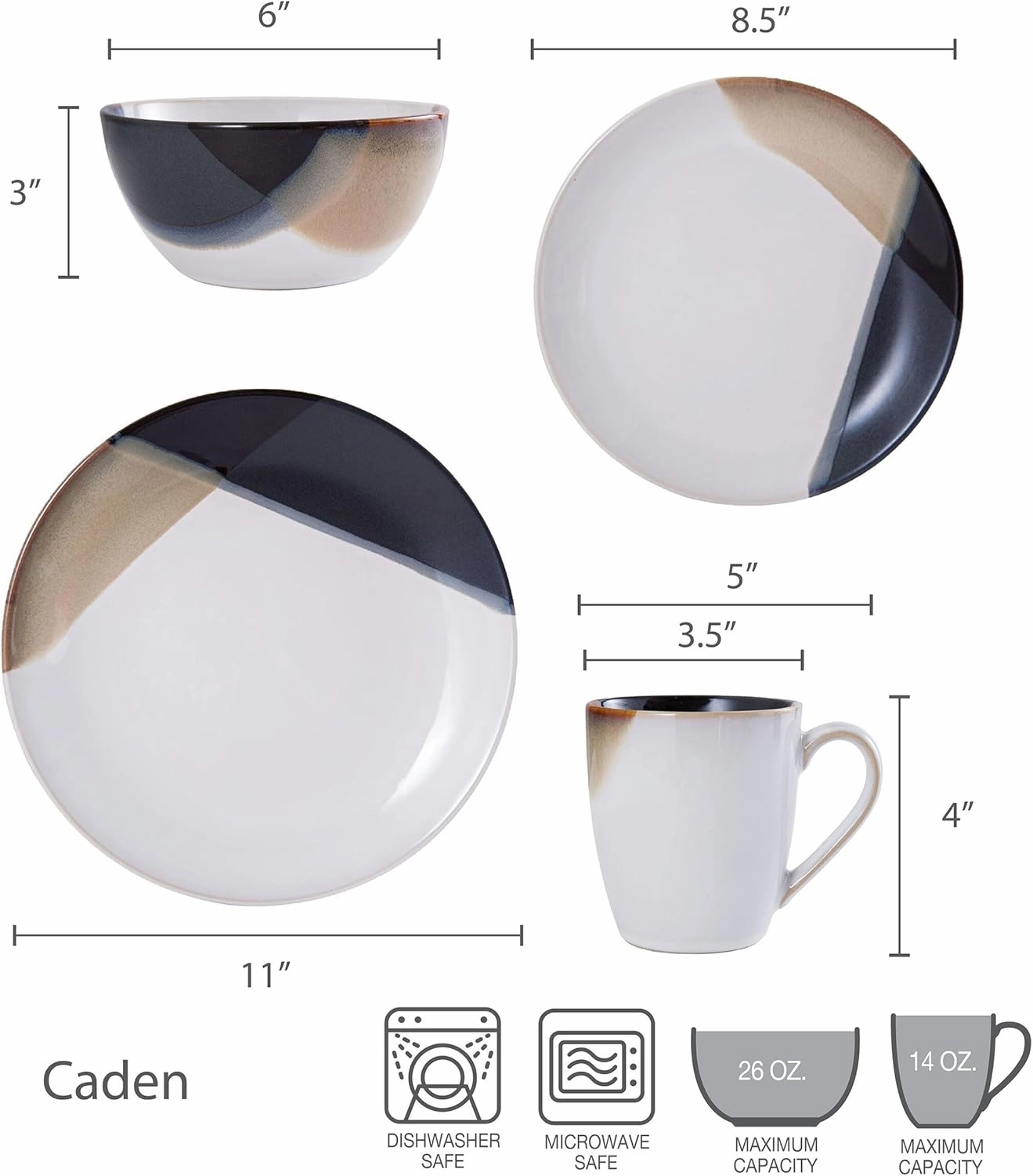 Gourmet Basics by Mikasa Caden Dinnerware, 16 Piece Set, Assorted