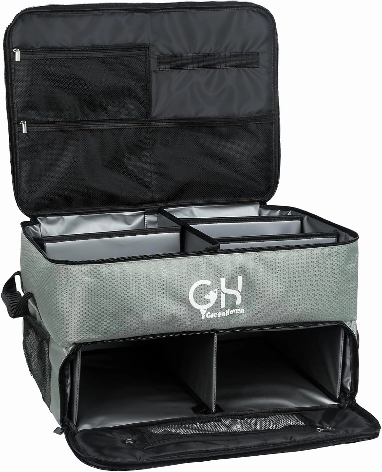 GreenHaven Golf Trunk Organizer - Waterproof Car Shoes Bag With Separate Ventilated Compartments, Large Storage Box for Balls, Tees, Clothes, Gloves, Accessories - Gift for Father