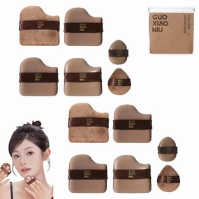 Guo Xiao Niu Makeup Puff, Chocolate Biscuit Powder Puff, Foundation Sponge Puff, Chocolate Color Quick Makeup Foundation Sponge Pu-ff Set, Mini Portable Makeup Puff for Travel