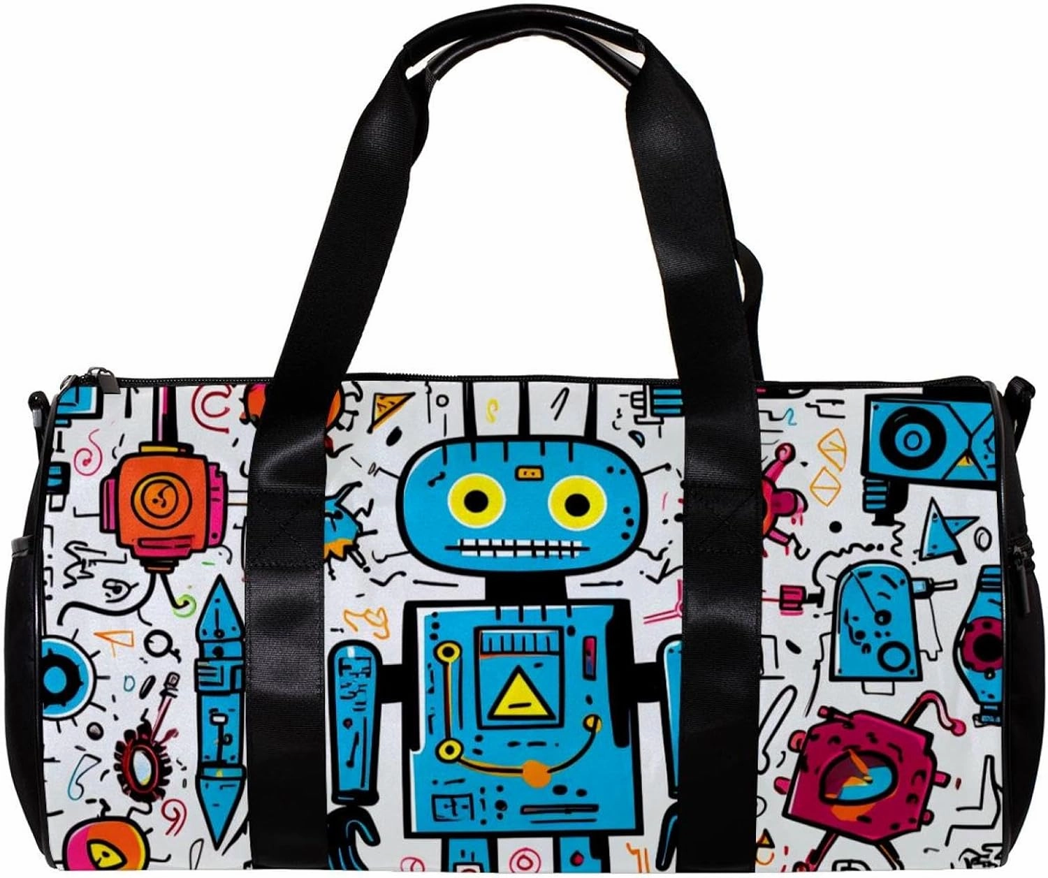 Gym Bag for Women,Small Gym Bag for Men,Science and Funny Robots,Overnight Bag