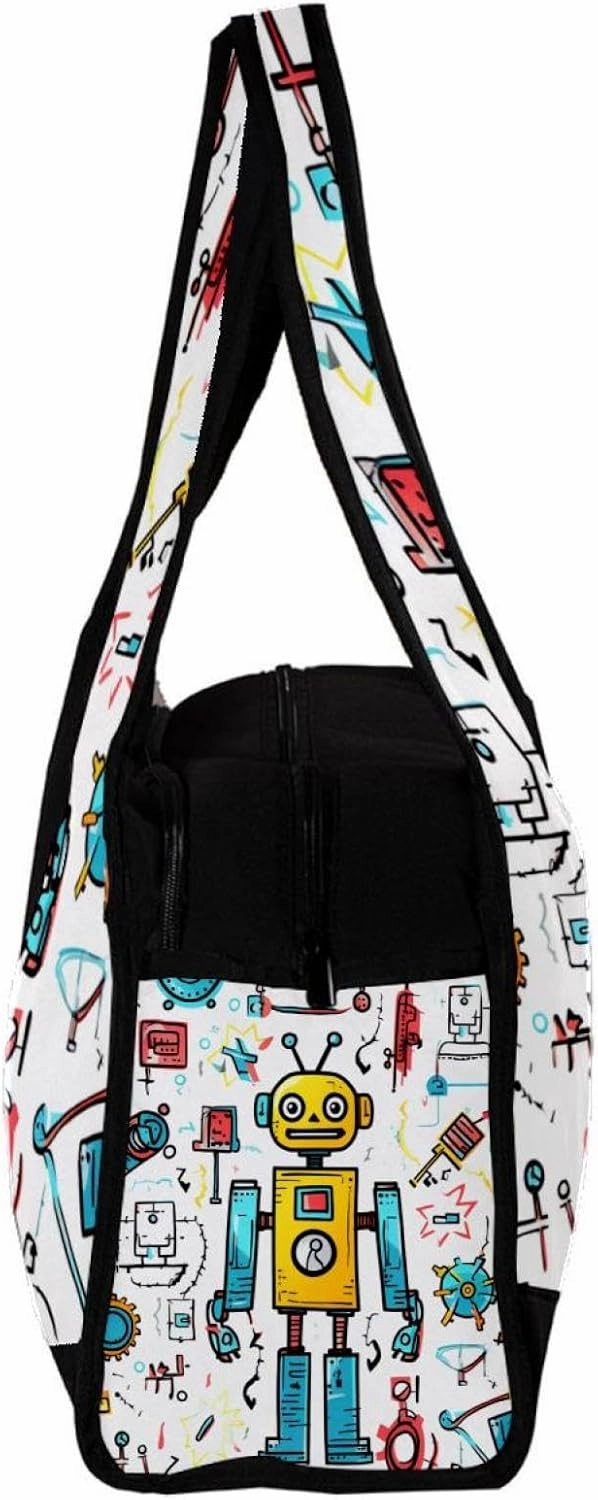 Gym Bag for Women,Small Gym Bag for Men,Science and Funny Robots,Overnight Bag