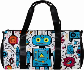 Gym Bag for Women,Small Gym Bag for Men,Science and Funny Robots,Overnight Bag