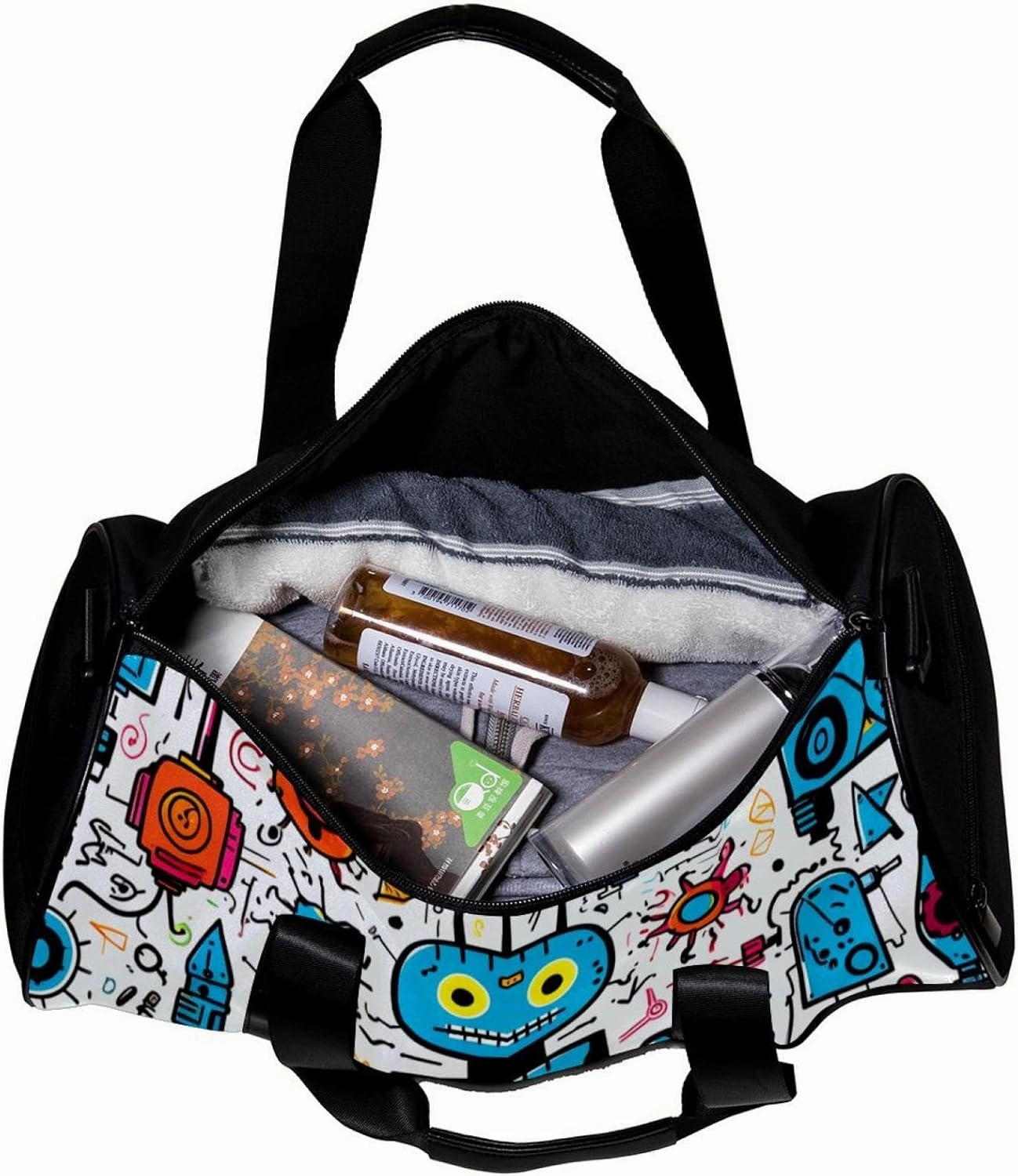 Gym Bag for Women,Small Gym Bag for Men,Science and Funny Robots,Overnight Bag