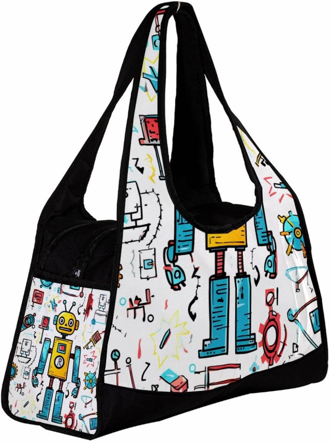 Gym Bag for Women,Small Gym Bag for Men,Science and Funny Robots,Overnight Bag