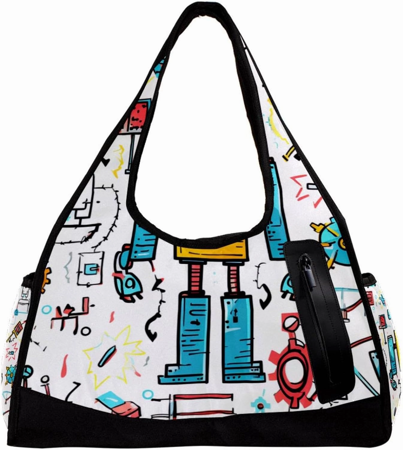 Gym Bag for Women,Small Gym Bag for Men,Science and Funny Robots,Overnight Bag