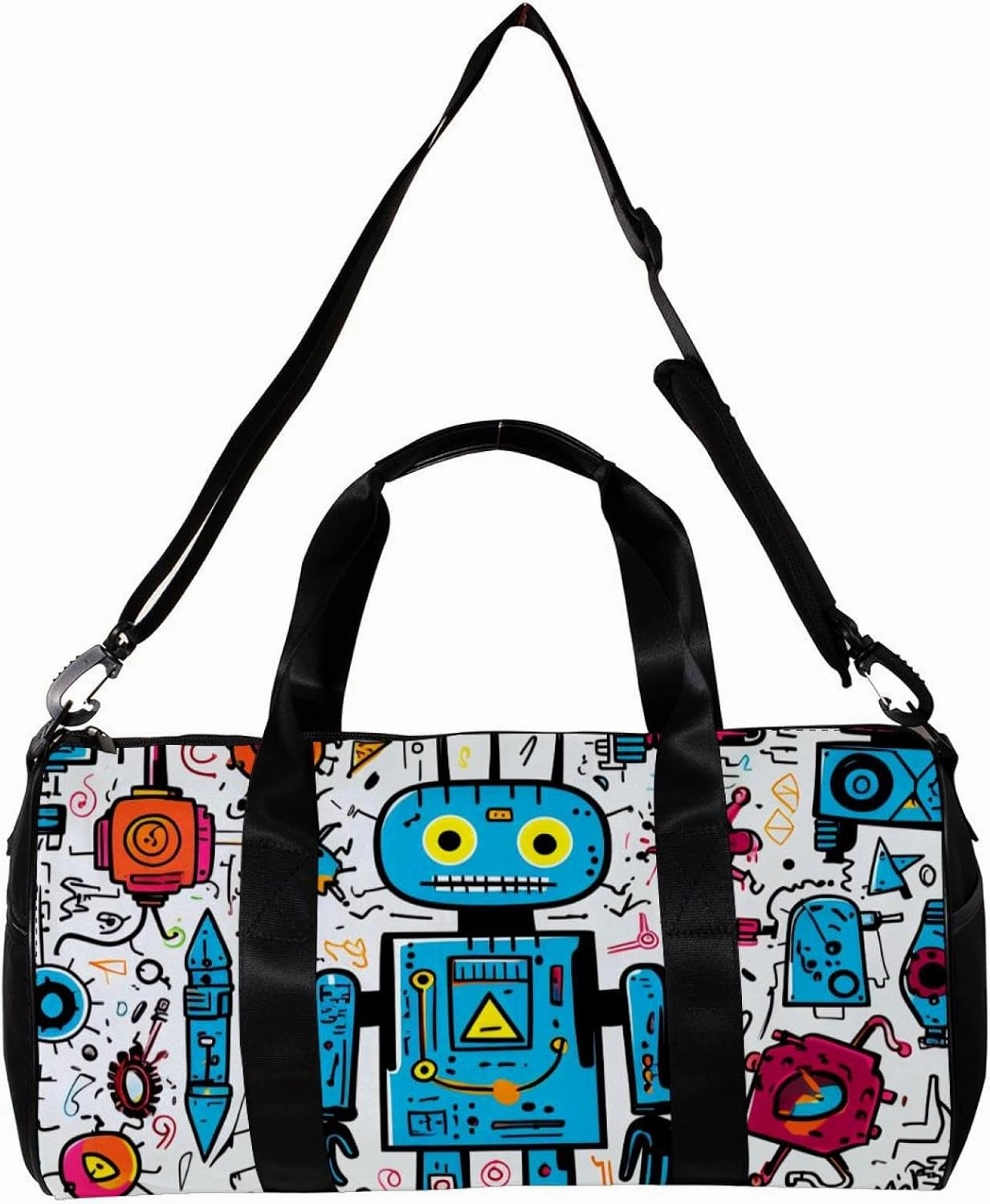 Gym Bag for Women,Small Gym Bag for Men,Science and Funny Robots,Overnight Bag