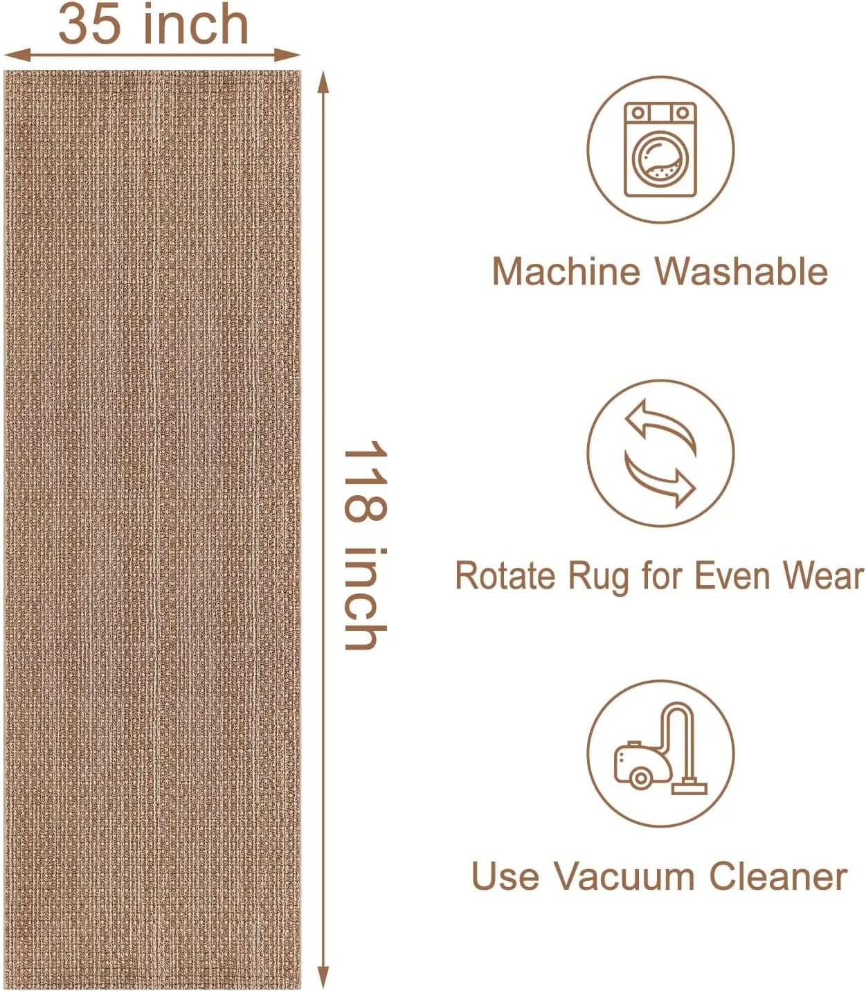 Hallway Runner Rug Braided Rugs 3'x10' Brown Long Cotton Washable Rug Runner for Kitchen/Doorway/Bedroom/Bathroom/Living Room/Laundry/Indoor Outdoor Farmhouse Rugs