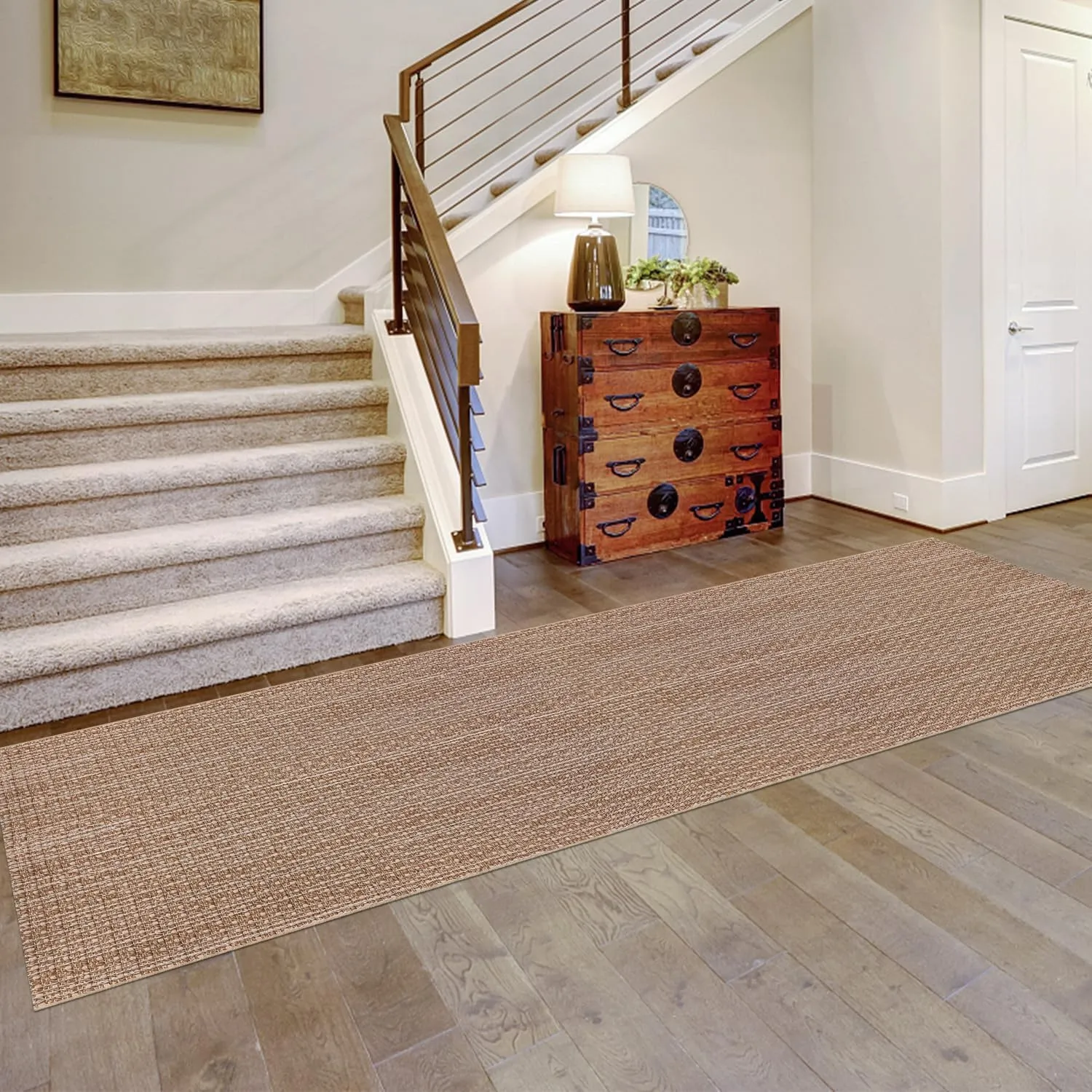 Hallway Runner Rug Braided Rugs 3'x10' Brown Long Cotton Washable Rug Runner for Kitchen/Doorway/Bedroom/Bathroom/Living Room/Laundry/Indoor Outdoor Farmhouse Rugs