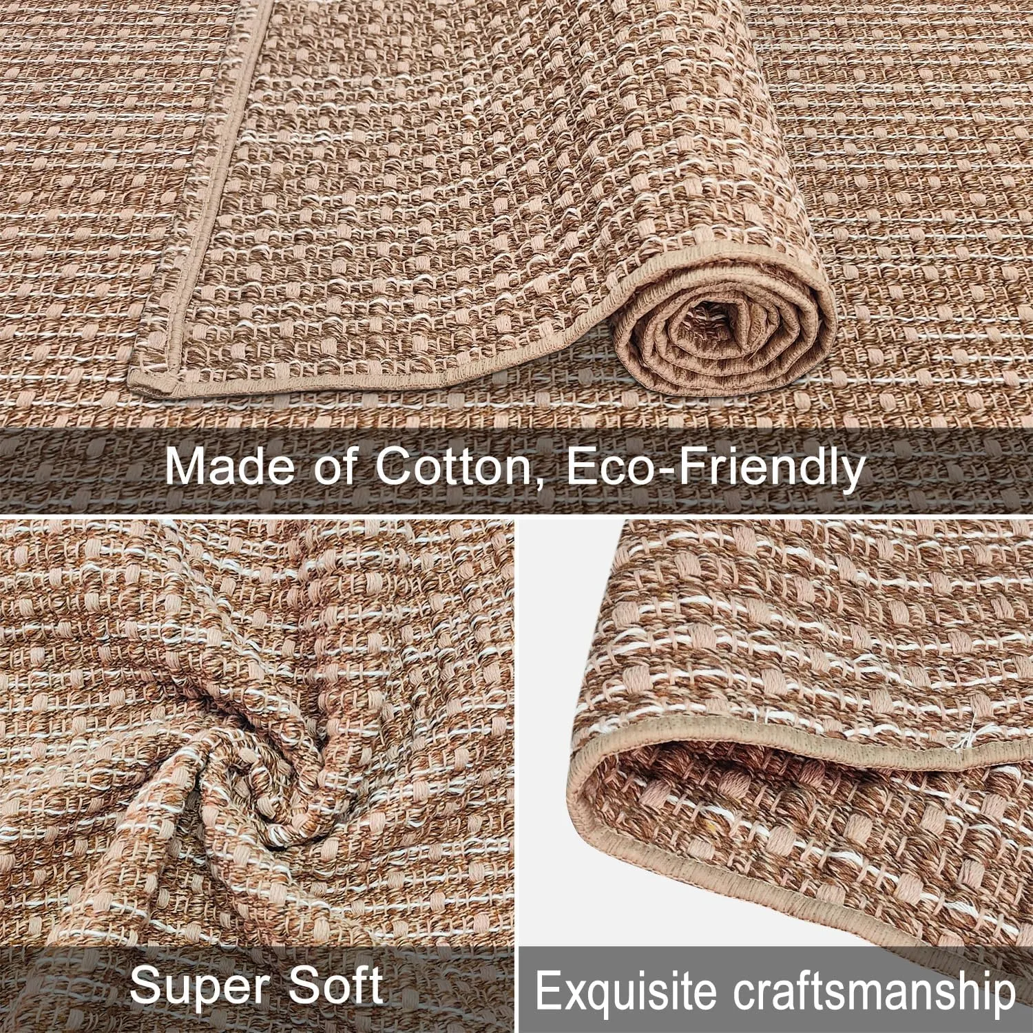 Hallway Runner Rug Braided Rugs 3'x10' Brown Long Cotton Washable Rug Runner for Kitchen/Doorway/Bedroom/Bathroom/Living Room/Laundry/Indoor Outdoor Farmhouse Rugs