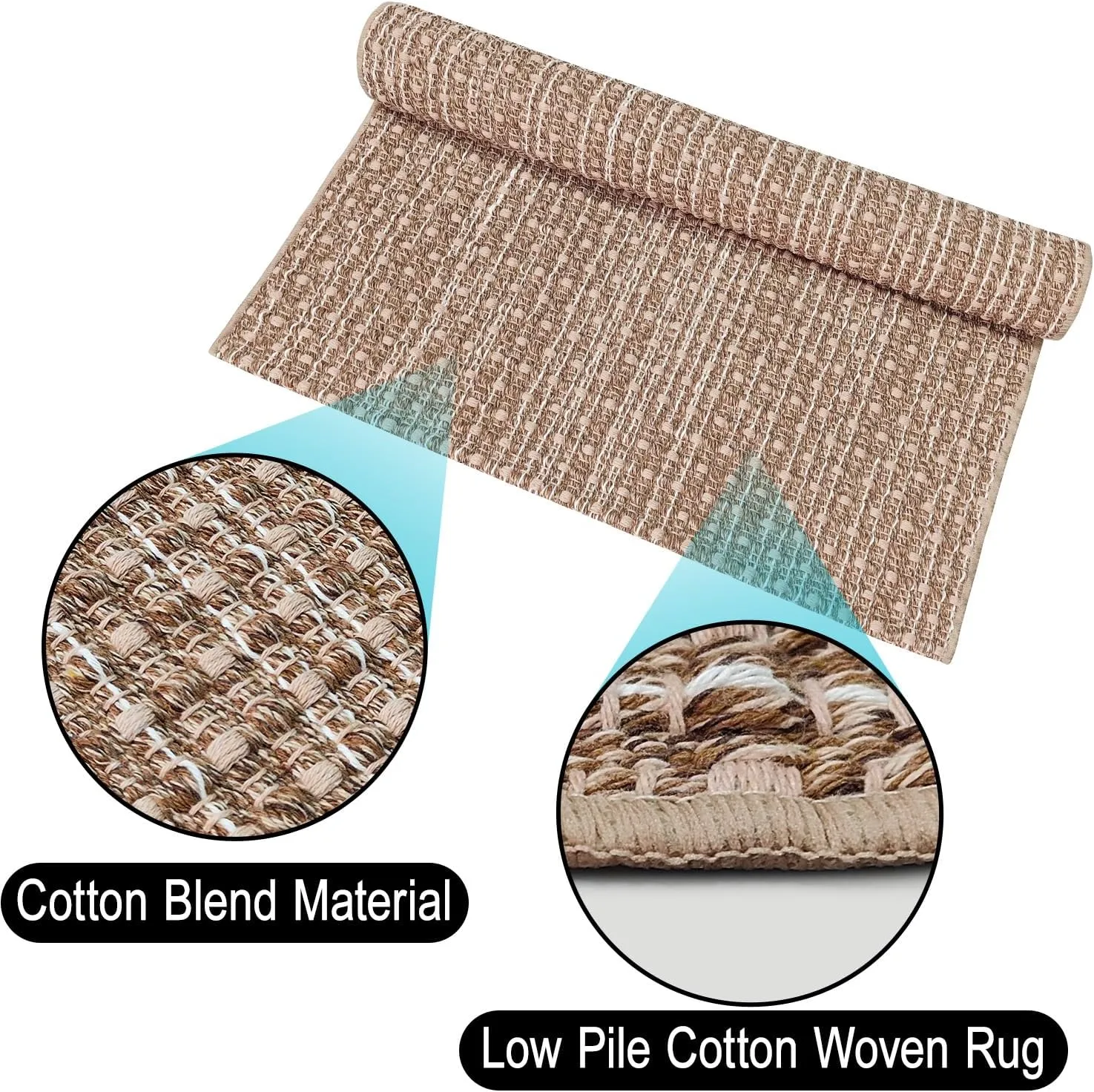Hallway Runner Rug Braided Rugs 3'x10' Brown Long Cotton Washable Rug Runner for Kitchen/Doorway/Bedroom/Bathroom/Living Room/Laundry/Indoor Outdoor Farmhouse Rugs