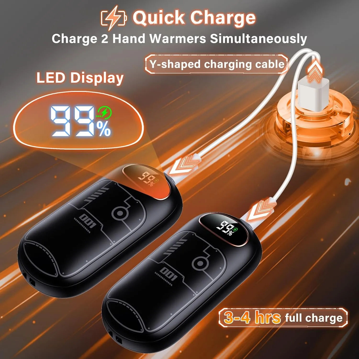 Hand Warmers Rechargeable - 7000mAh Electric Hand Warmer Reusable 2 Pack, LED Display, 20Hrs Warmth, 4 Levels Heat, Portable Charging Magnetic Pocket Heater for Men, Women, Raynauds, Hunting, Golf