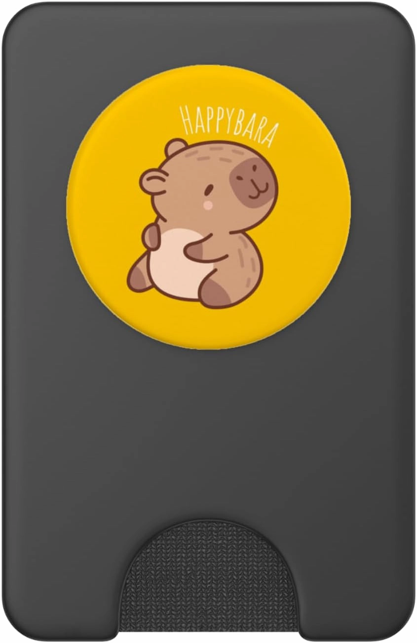 Happybara Smiling Capybara Cute Minimalist Animal PopSockets PopWallet for MagSafe