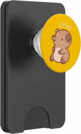 Happybara Smiling Capybara Cute Minimalist Animal PopSockets PopWallet for MagSafe