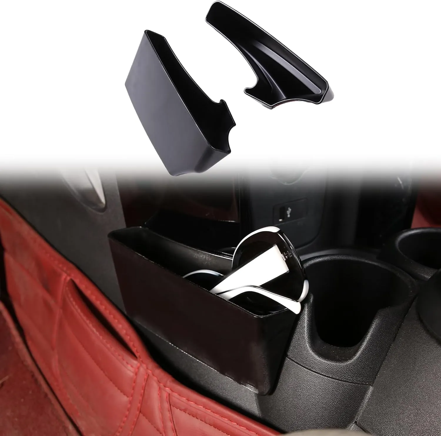 HAPPYHORSE Car Central Control Storage Box Compatible with BMW Mini Cooper Cooper S JCW F55 F56 F57 2014-2022 Car Central Control Gear Storage Box Tray Accessories on Both Sides