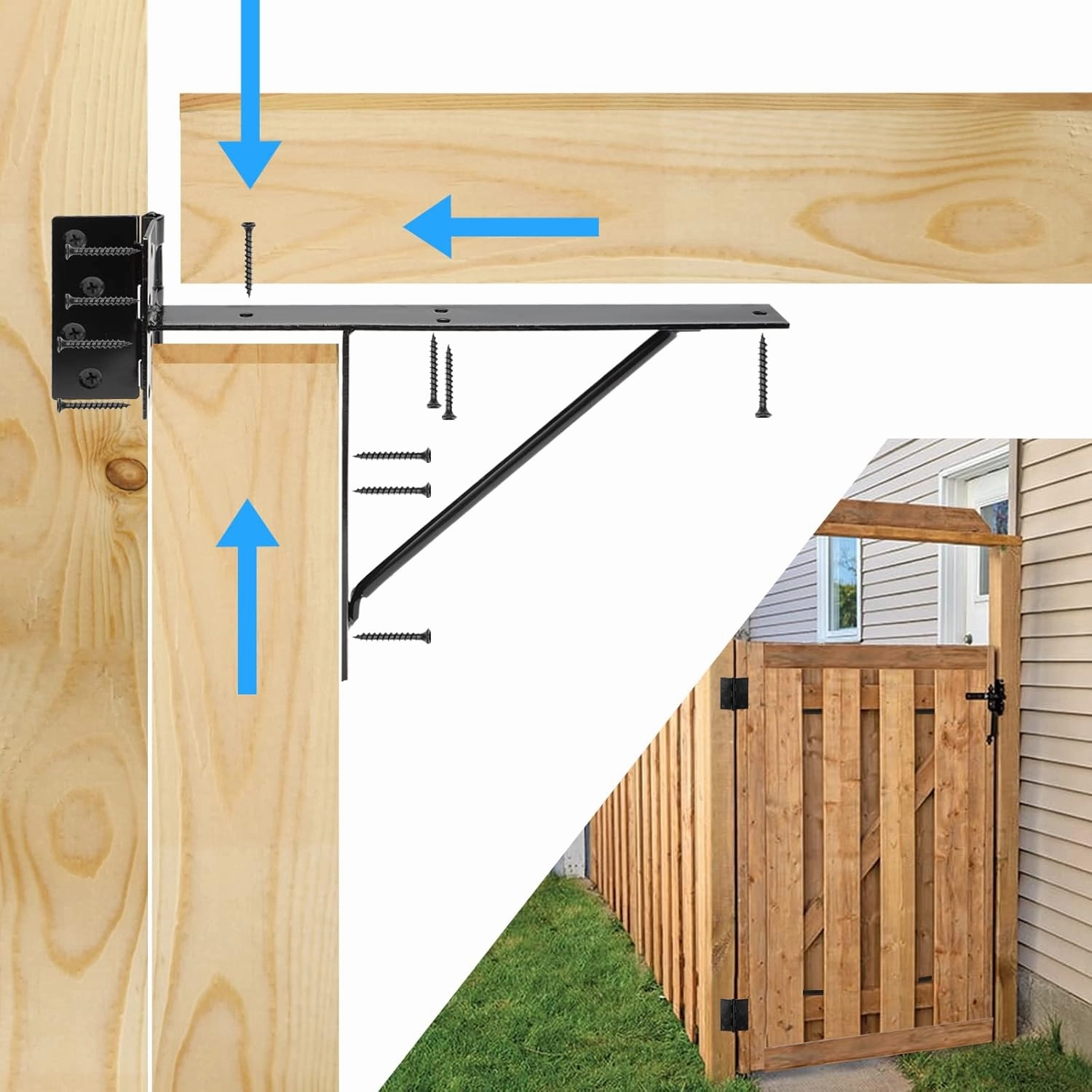 Heavy Duty Fence Gate Kit Gate Hardware No Sag Kit 2x4s Adjustable for Wooden Fence Gate Windows Shed Doors