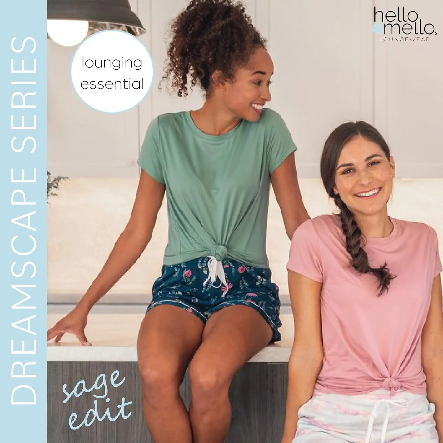 Hello Mello Women’s Sleep and Lounge Pajamas Top Short Sleeve Crewneck Lightweight Dream Tee Shirt