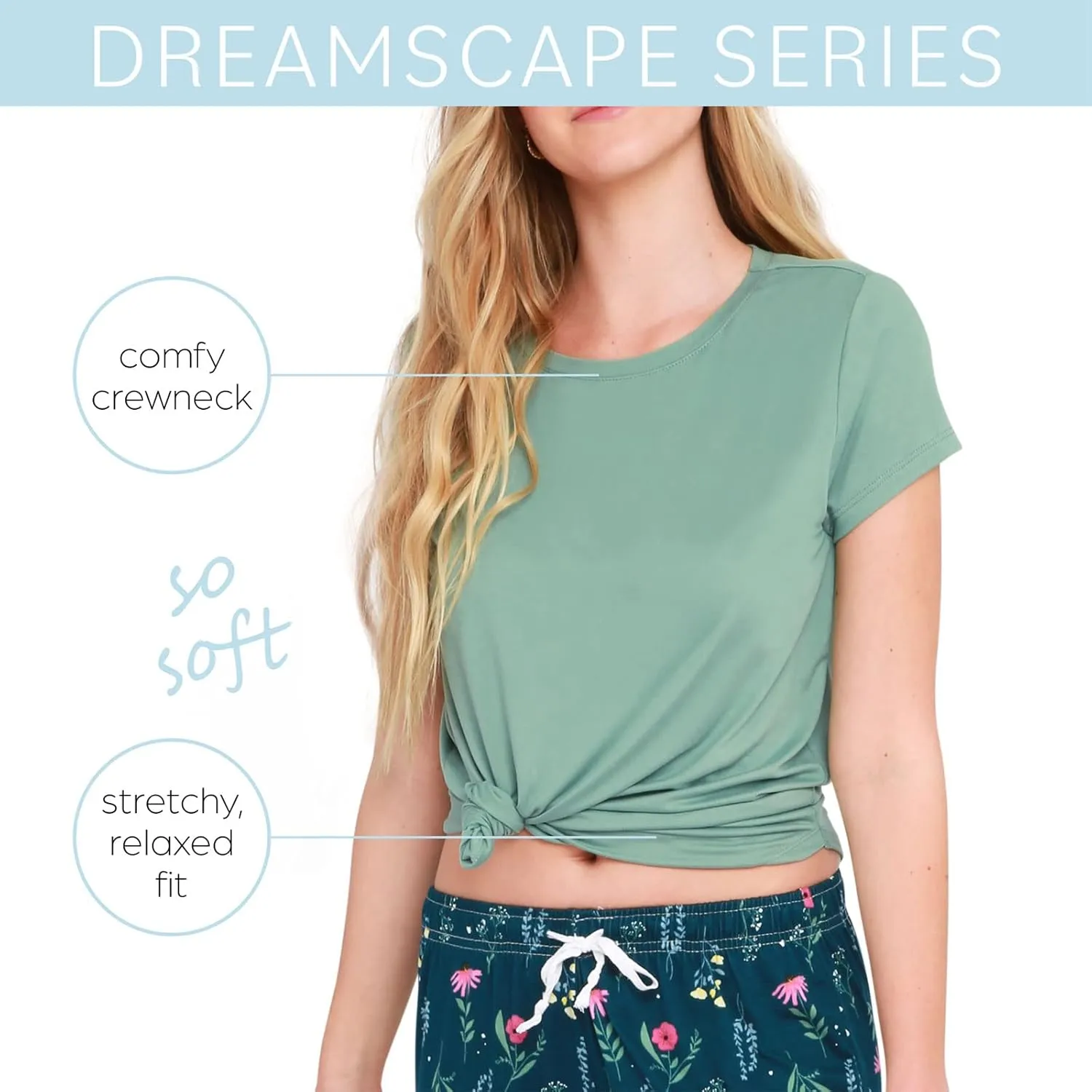 Hello Mello Women’s Sleep and Lounge Pajamas Top Short Sleeve Crewneck Lightweight Dream Tee Shirt