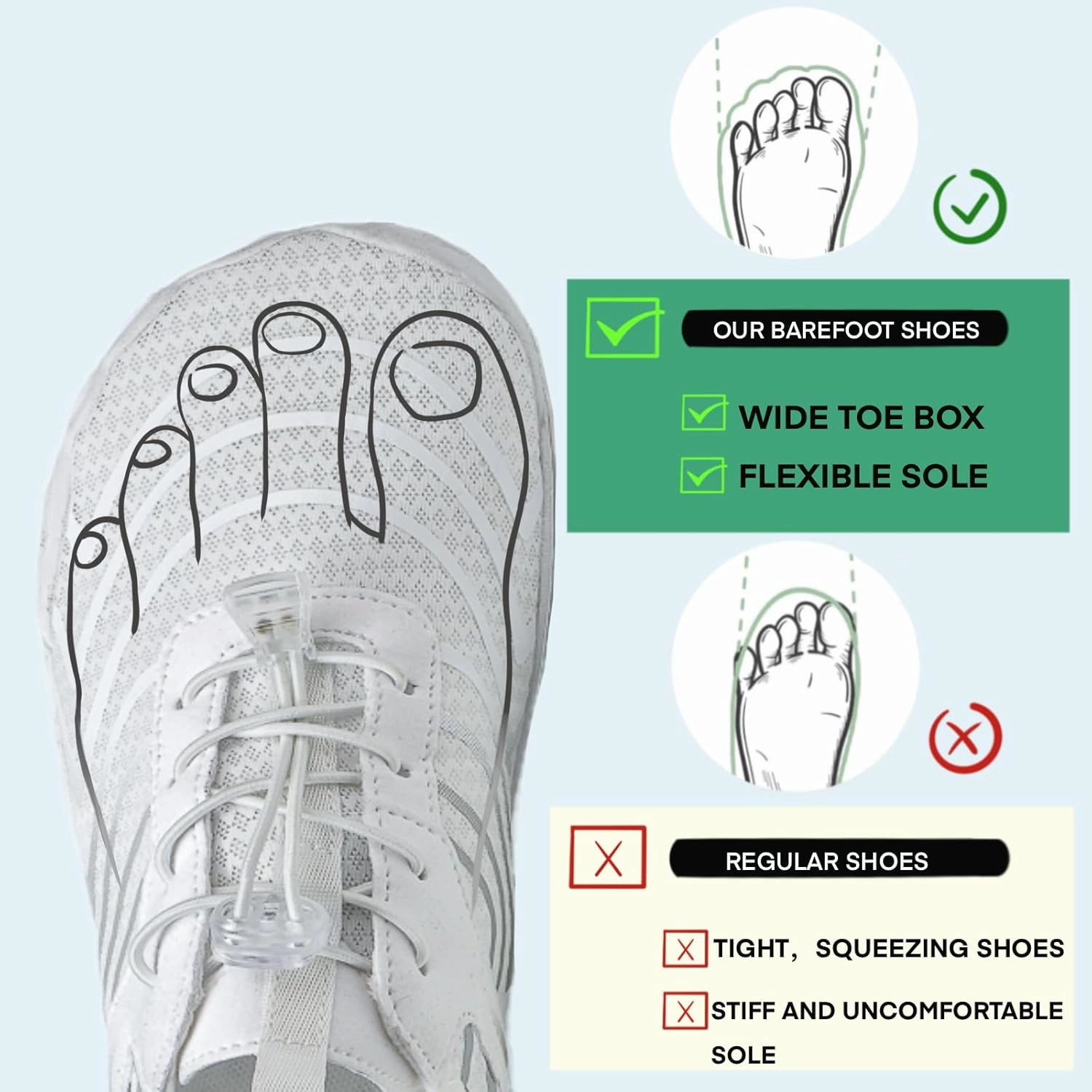 Hike Barefoot Water Shoes for Women Men, Barefoot Shoes with Wide Toe Box, Non-Slip & Quick Dry Breathable Aqua Socks for Beach Pool Aqua Swim Surf Hiking Walking Shoes