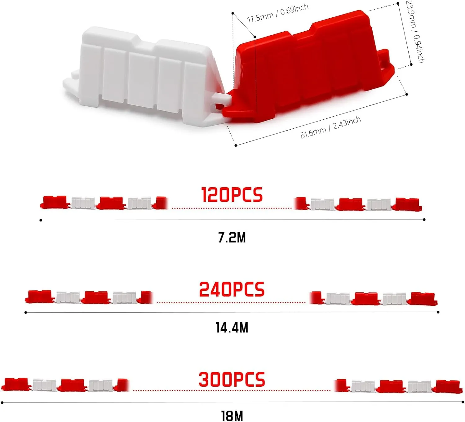 Hobby Fans 120 Pieces RC Car Racing Track Drift Runway Drift Field Fence for 1/14 1/16 1/18 1/24 1/28 Mini RC Car (Red White)