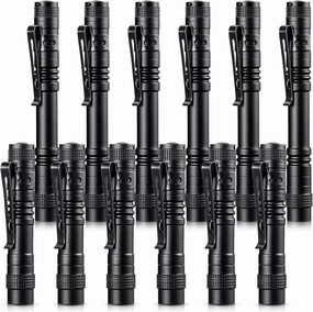 Honoson 12 Pieces Mini Small LED Flashlight Bulk Pocket Pen Flashlight 3.5 Inch, 5.24 Inch Handheld Pen Lights Penlight with Clip for Camping, Outdoor, Emergency