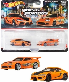 Hot Wheels HKF54 Premium 2-Pack Fast And Furious 2021 Toyota GR Supra/Toyota Supra [3 Years Old And Up]