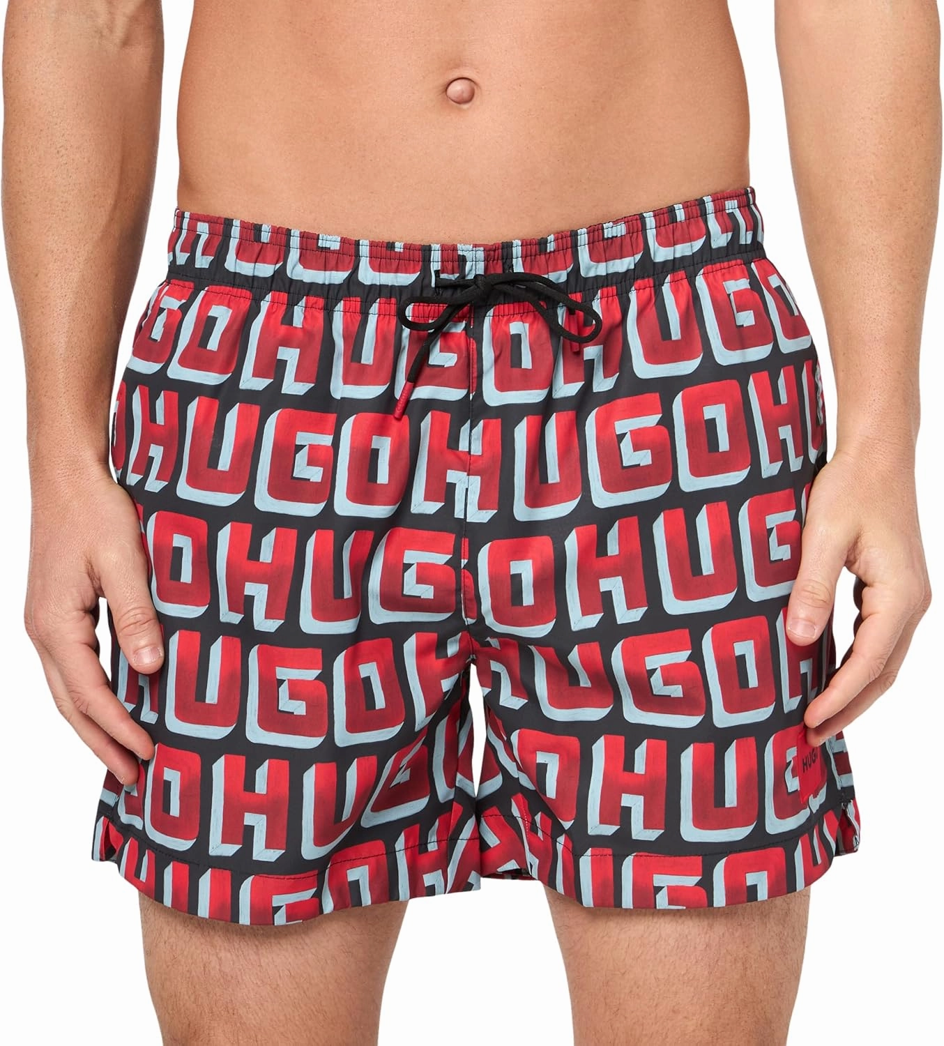 HUGO Men's Standard Allover Logo Swim Trunks