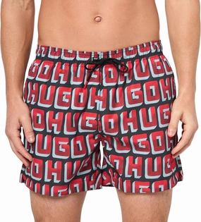 HUGO Men's Standard Allover Logo Swim Trunks