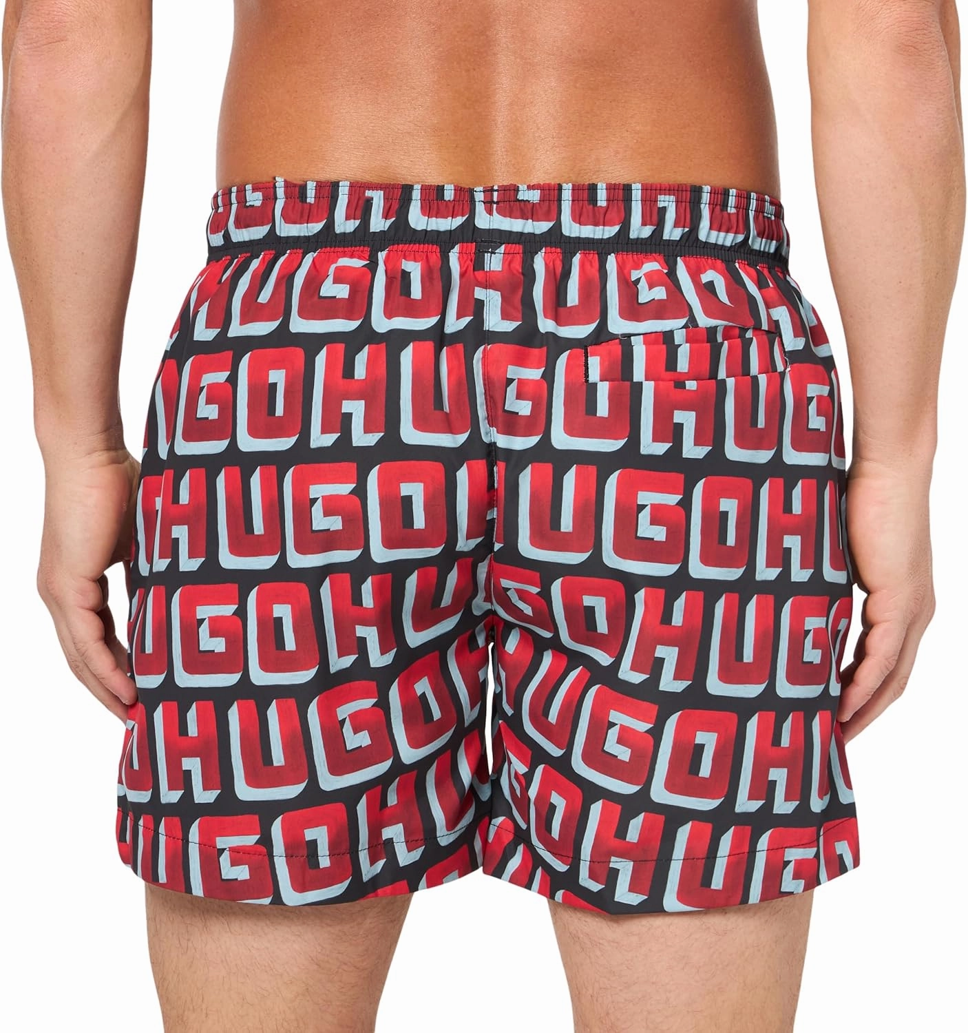 HUGO Men's Standard Allover Logo Swim Trunks