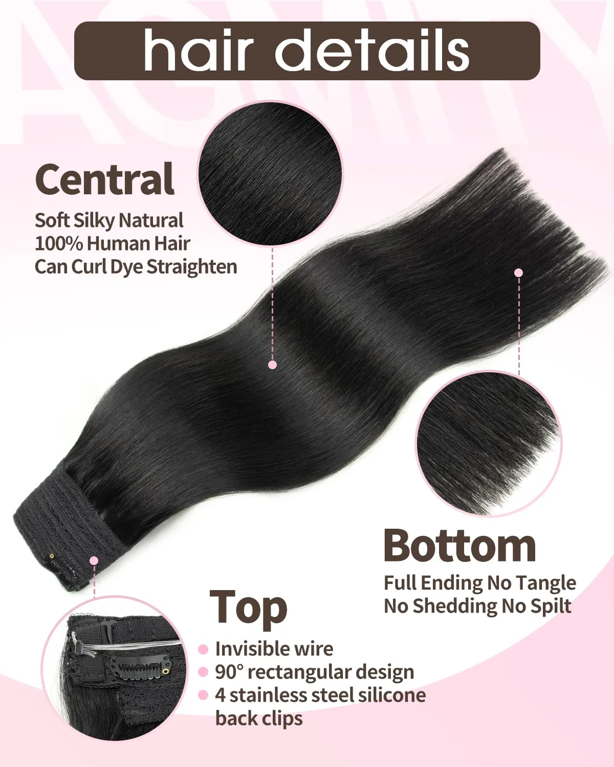 Human Hair Wire Hair Extensions Jet Black 60g invisible Removable Thick Straight Fishing Line Layered Natural Hairpiece Human Hair Extensions(12 Inch #1 Jet Black）