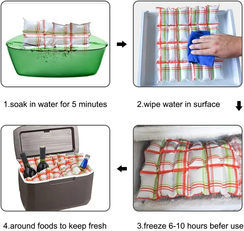 Ice Packs for Cooler and Shipping, Long Lasting Dry Ice Packs for Shipping Frozen Food Freezer Packs for Mailing, Reusable Ice Pack Sheets - 24 Cell/12 Cell/100g/400g Single