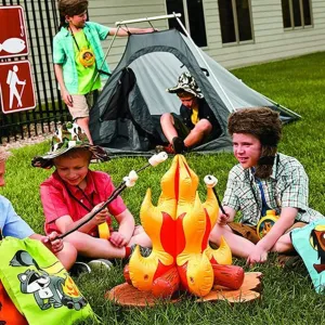 Inflatable Campfire Camping Prop, Camping Party Campfire Party Scene Decoration 18 inches Vivid Blow up Campfire for Indoor Camping Sleepovers Scene Settings