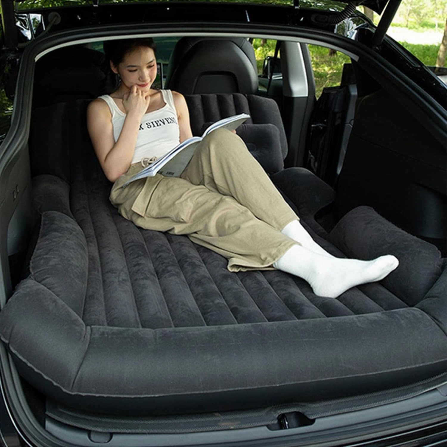 Inflatable Car Bed for Mini Countryman One/Cooper/Cooper S/Cooper SE Car Airbed Air Bed Travel Inflation Mattress Outdoor Travel Camping Sleeping Air Bed,Black