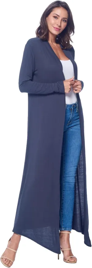 Isaac Liev Maxi Cardigan Duster Sweater – Women's Extra Long Open Front Full Length Lightweight Cardigans Dusters Sweaters