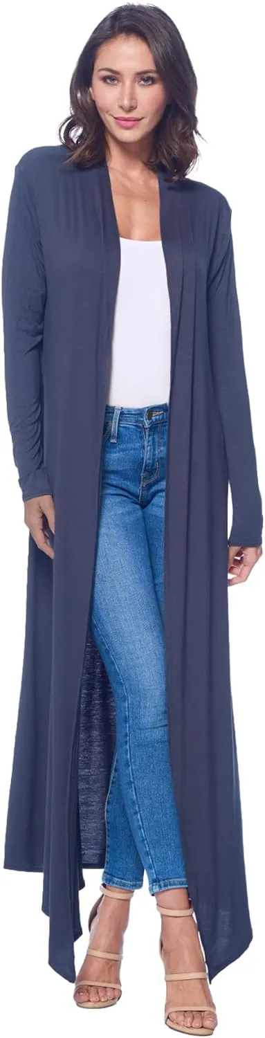 Isaac Liev Maxi Cardigan Duster Sweater – Women's Extra Long Open Front Full Length Lightweight Cardigans Dusters Sweaters