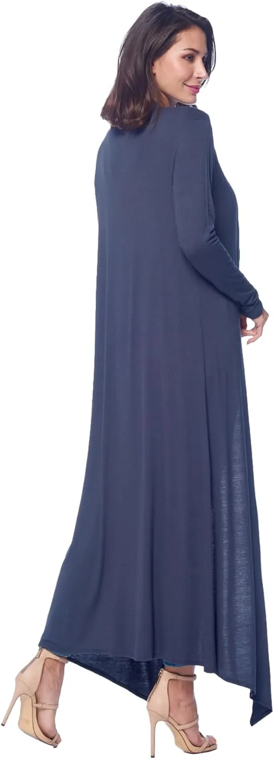 Isaac Liev Maxi Cardigan Duster Sweater – Women's Extra Long Open Front Full Length Lightweight Cardigans Dusters Sweaters