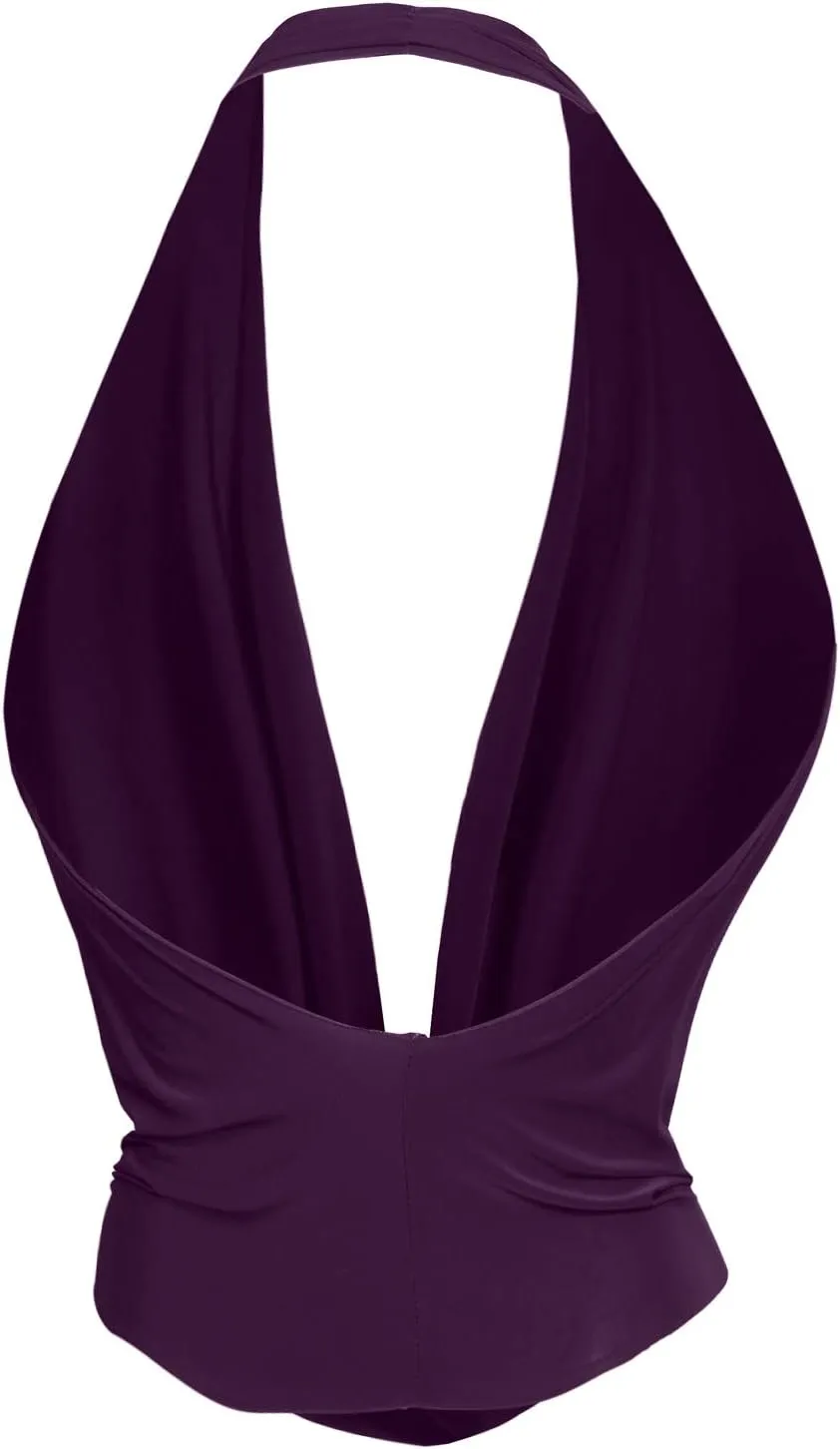 J. LOVNY Womens Womens Lightweight Low Cut Halter Top S-3XL