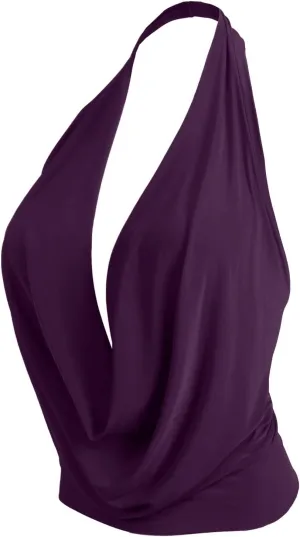 J. LOVNY Womens Womens Lightweight Low Cut Halter Top S-3XL
