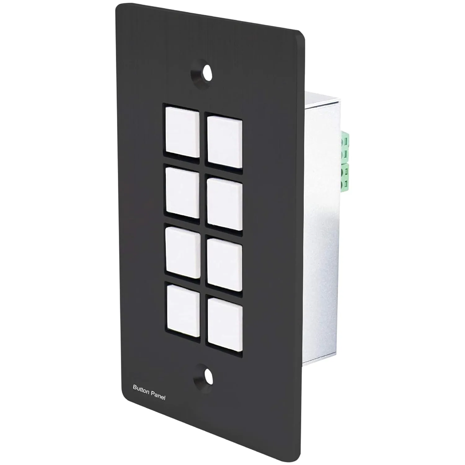 J-Tech Digital 8-Button Control Panel Wall Plate with Programmable LED Buttons, RS-232, RS-458, Relay and IR Control (JTD-P8B), Black Color