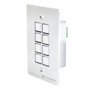 J-Tech Digital 8-Button Control Panel Wall Plate with Programmable LED Buttons, RS-232, RS-458, Relay and IR Control (JTECH-P8)