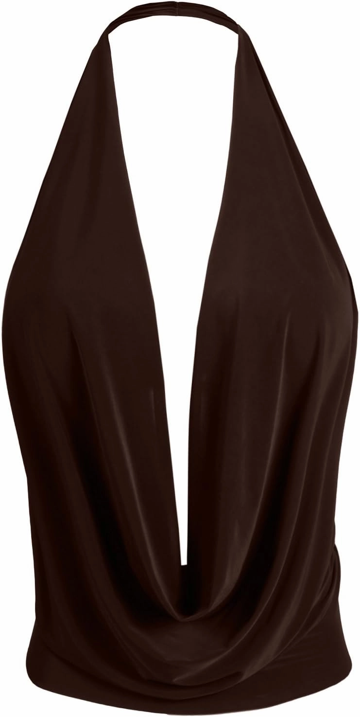 J. LOVNY Womens Womens Lightweight Low Cut Halter Top S-3XL