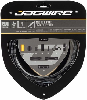 Jagwire Unisex_Adult 2X Elite Link Shift Kit Derailleur ducts and Cables, Black, One Size