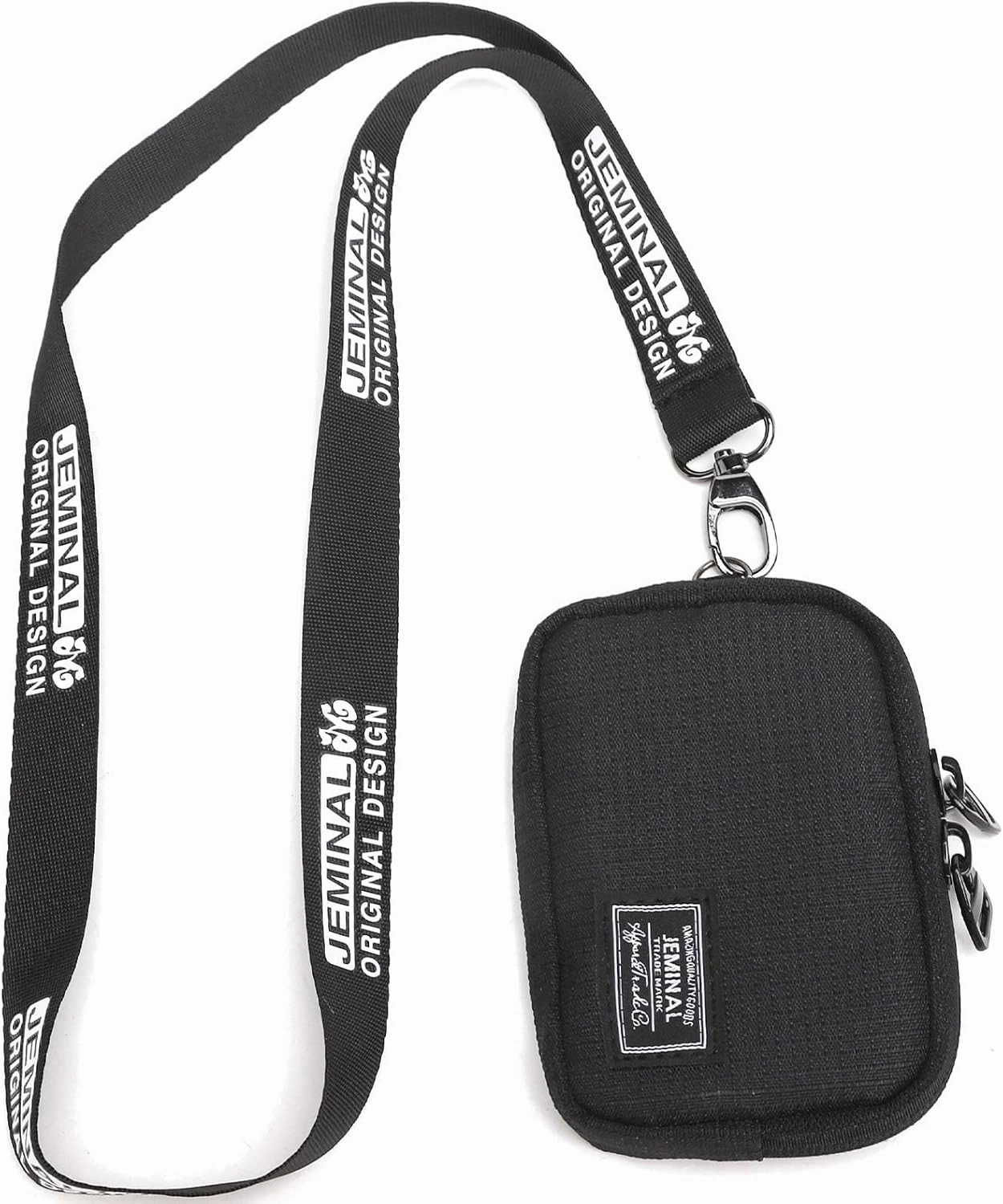JEMINAL Lanyard Travel Little Coin Purse Pouch Fit for Men & Women & Boys & Girl: Change & Cards & Cash Dual Zip Travel Wallet with Keychain - Men's Detachable Nylon Essentials Change Pouch Purse