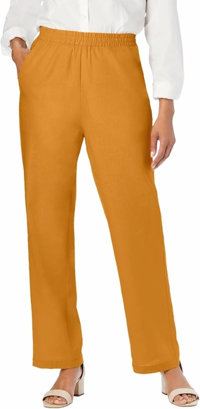 Jessica London Women's Plus Size Lightweight Linen-Blend Straight-Leg Pants