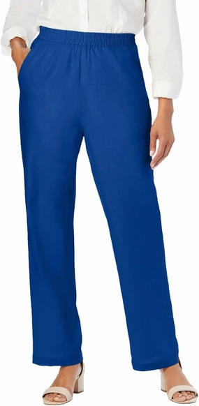 Jessica London Women's Plus Size Lightweight Linen-Blend Straight-Leg Pants