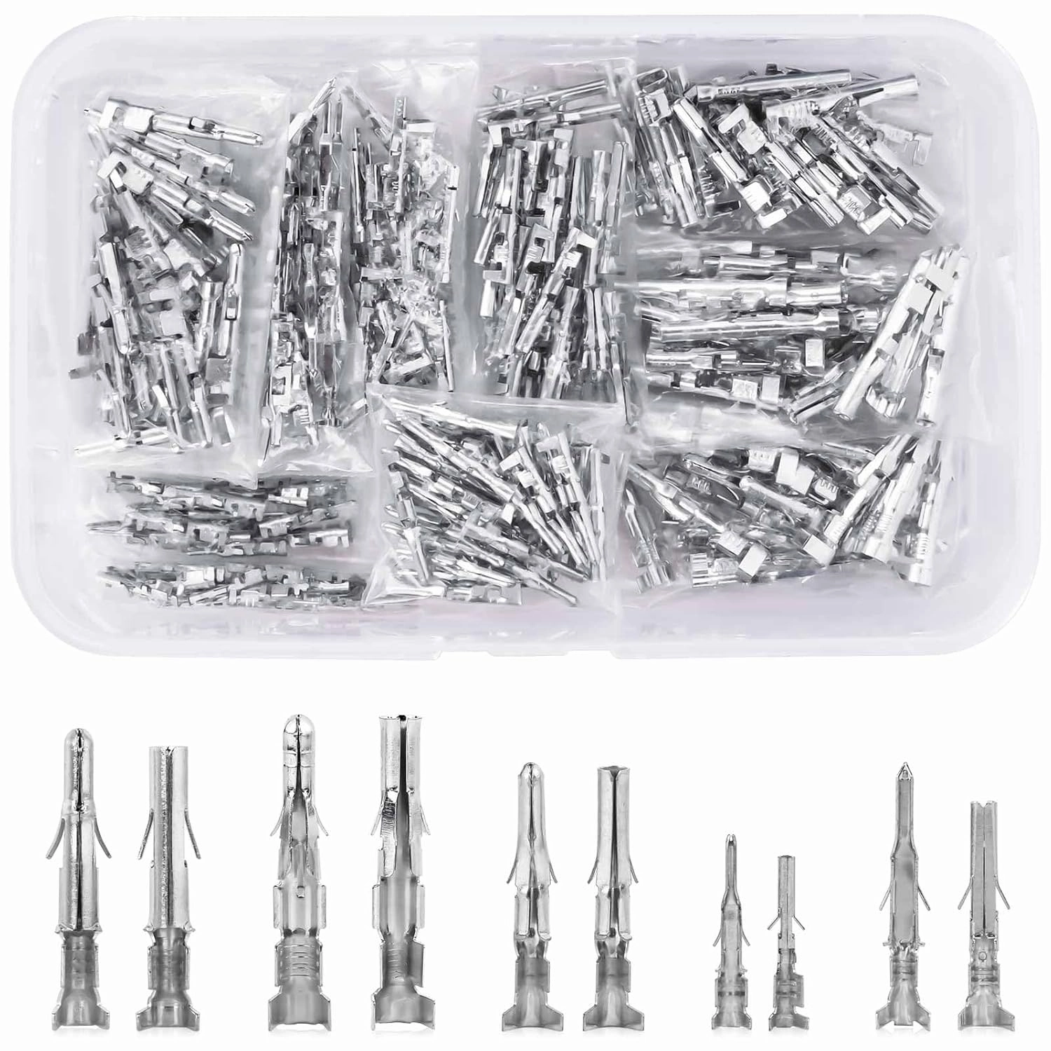 JRready ST6527 150Pairs Pins Terminal Kit 093" 062" Mini-Fit Jr. MLX Micro-Fit Car Automotive Terminals Electrical Pin Connectors 14-20AWG 18-24AWG 20-24AWG Single Pin Sockets Contact Standard Molex