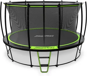 JumpFlex Hero Trampoline 12FT 14FT 15FT Round Outdoor Backyard Trampoline with ASTM Approved Net Safety Enclosure, Hoop, Ladder & Fast Assembly