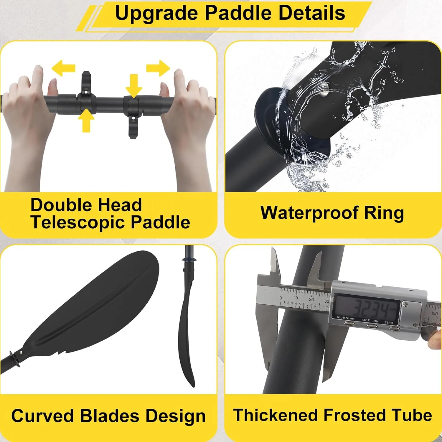 Kayak Paddle for Adults,70 to 95in Paddle Board Paddles Telescopic Frosted Pipe Shaft Kayaking Boating Canoeing with 1 Free Paddle Leash Double Oar Float Paddle Sturdy Durable